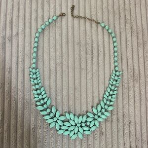 Mint Green Turquoise Preppy Metal Cluster Collar Statement Necklace